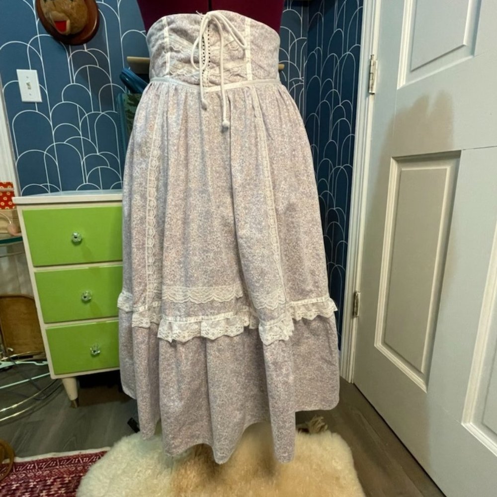 Jessica's Gunnies Pastel Pink and Purple Floral Ruffled Prairie Skirt Gunne Sax